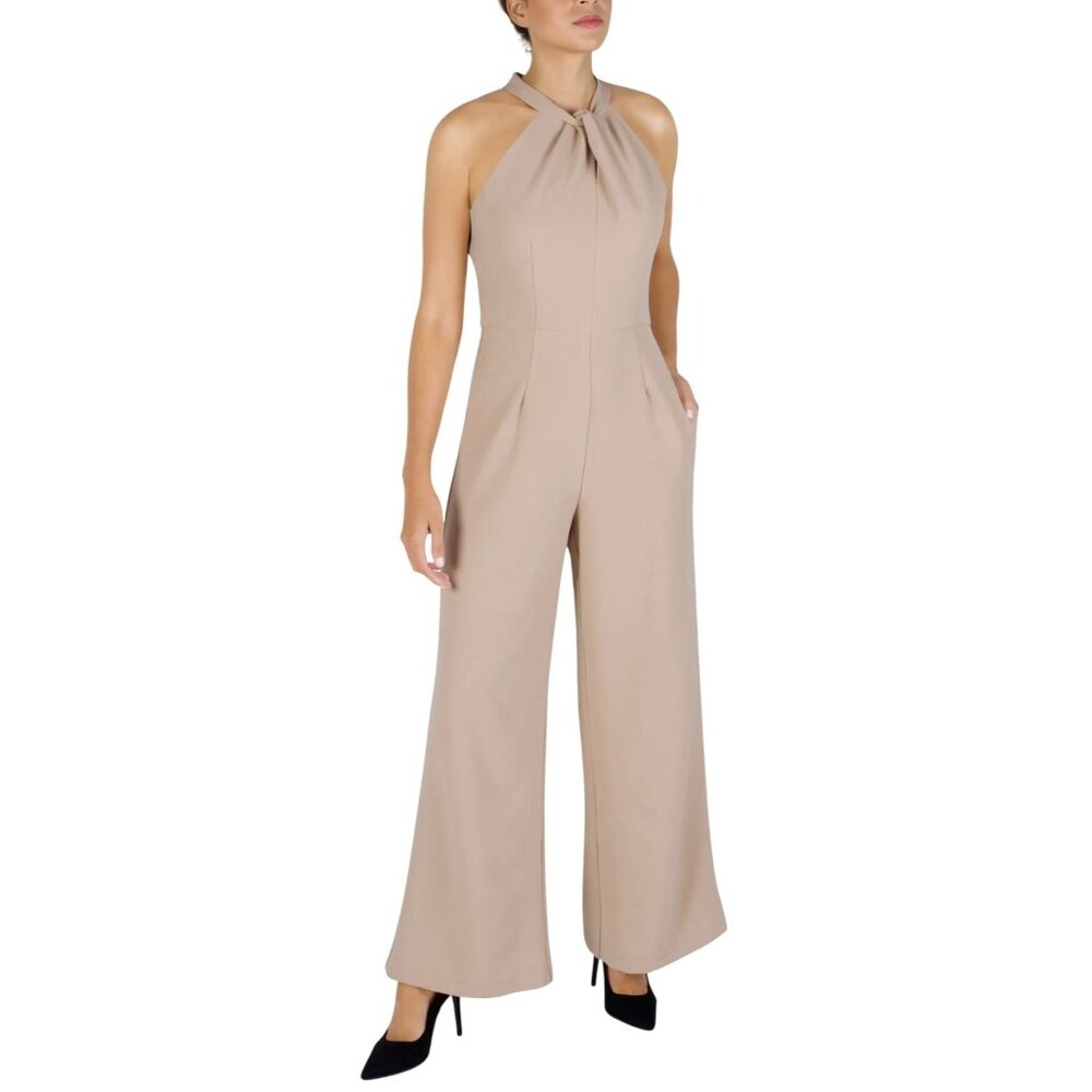 Julia Jordan Women's Twist Neck Halter Jumpsuit with Pockets Wide-Leg Size 12 - Picture 1 of 12
